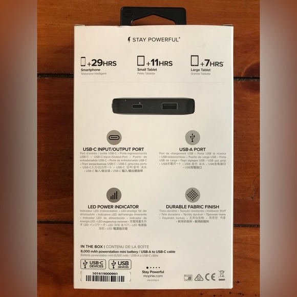 NWT mophie Dual Port >29hr Charge Portable Battery Power Station w/ USB-C Cord - Picture 3 of 7
